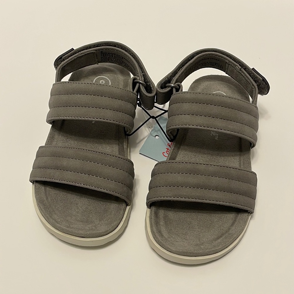 Toddler Boy’s Gray Strap Hook & Loop Closure Footbed Sandals